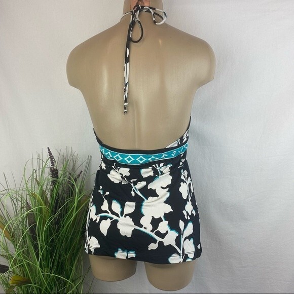 BCBG Floral Print Sleeveless Keyhole Cutout Halter Top S - Picture 2 of 5